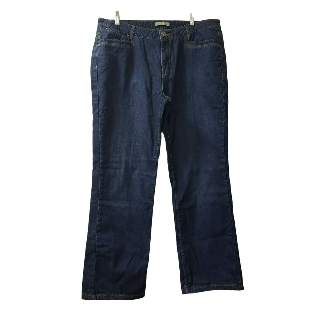 Flannel Lined Jeans, Natural Reflections, Size 18, Dark Wash Blue, Straight Leg